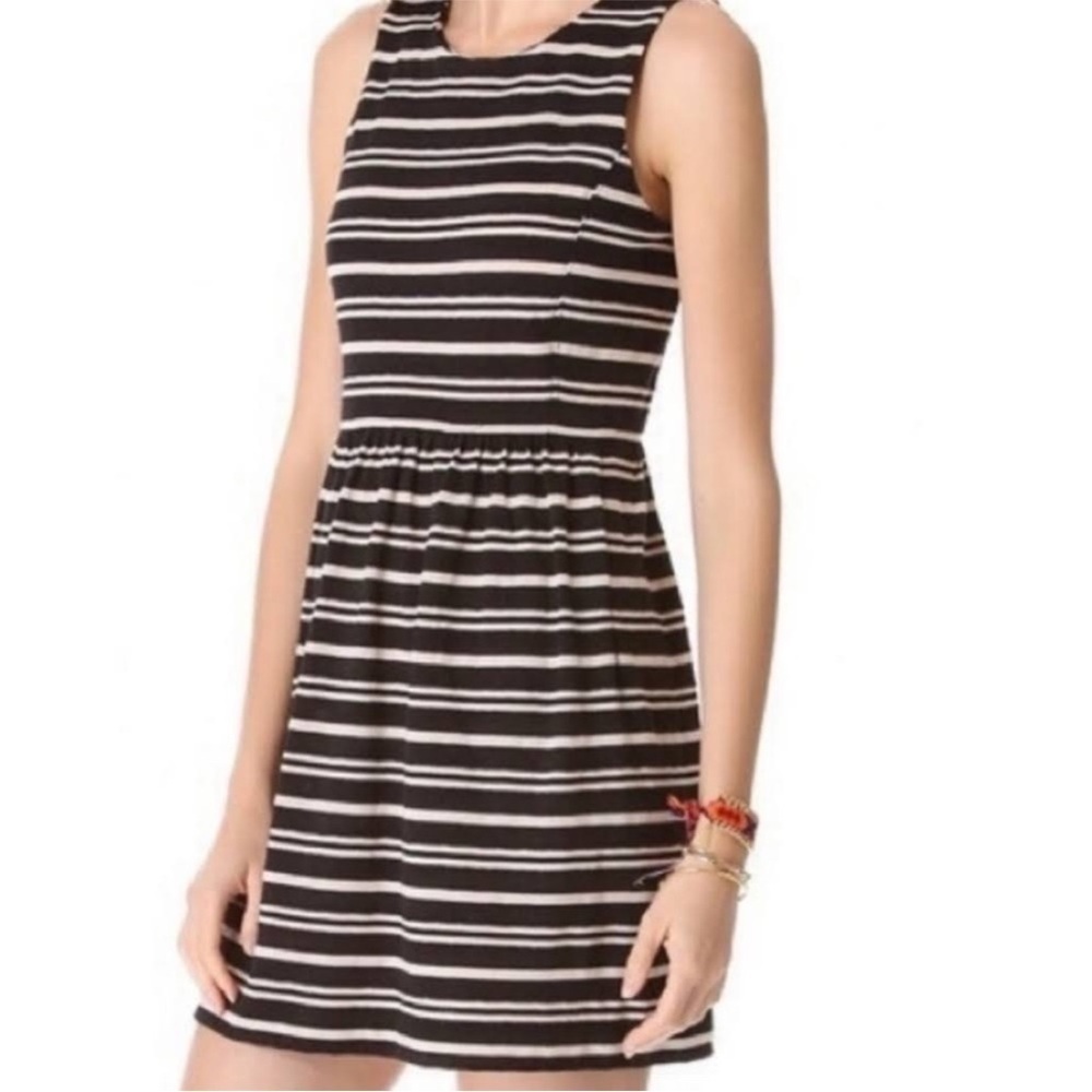 Madewell Black and Cream Striped Telephone Dress